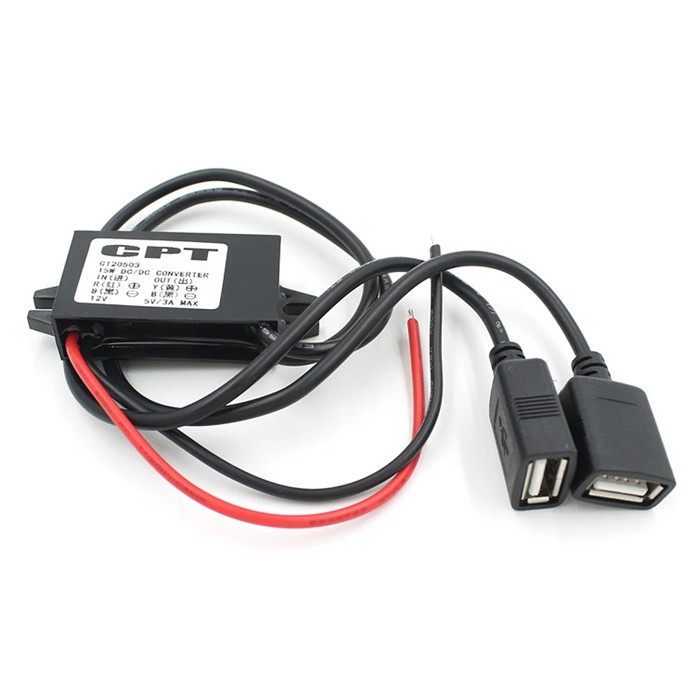 Двойной 2 USB автомобильный преобразователь dc-dc мощность автомобиля 12 В до 5 В 3A 15 Вт модуль преобразователя Micro USB понижающий выходной адаптер низкого тепла