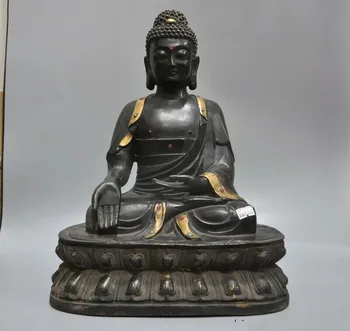 

wedding decoration Tibet Buddhism bronze gilt Inlay gem Amitabha Sakyamuni Tathagata Buddha statue