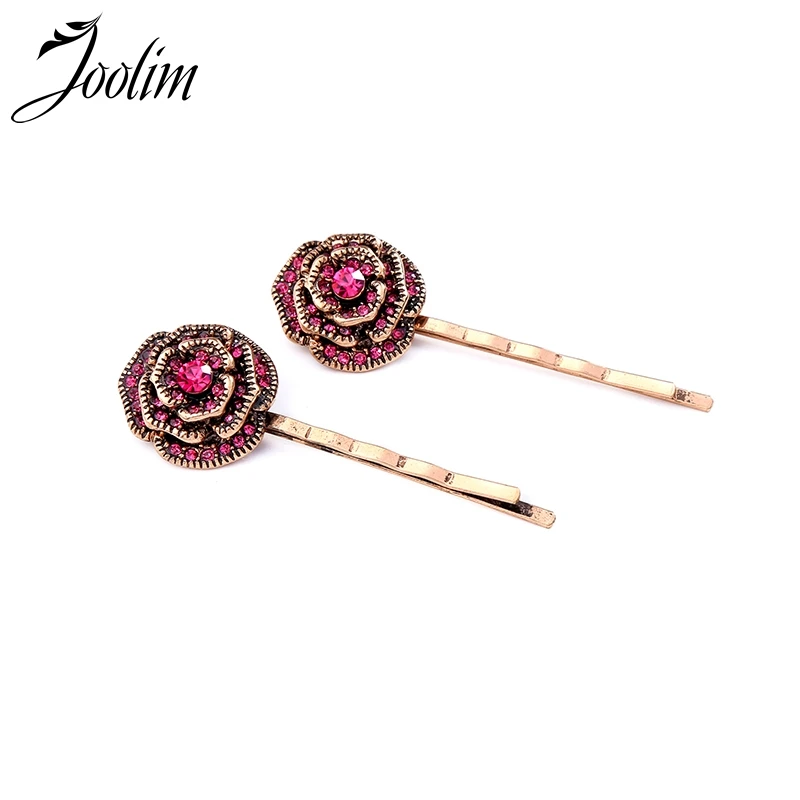 

JOOLIM Jewelry Wholesale Vintage Blue Red Rose Flower Hair Pins Set Fashion Jewelry Wholesale