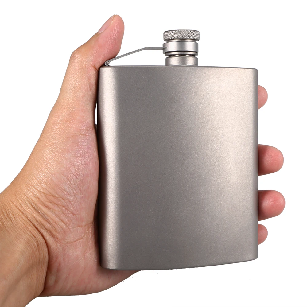 200ML Titanium Flask Liquor Ultralight Flat Hip Flask Outdoor Camping