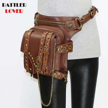 

Ladies Pockets Retro Messenger Bag Punk Mujer Femme Women Shoulder Bag Men Hombre Womens High Quality PU Leather Travel Leg Bag