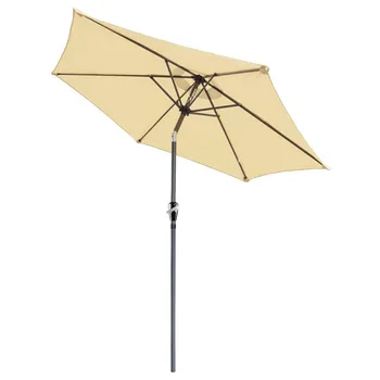 

Yescom 2.5m(8ft) 6-Rib Outdoor Garden Patio Aluminium Parasol Market Table Umbrella with Push Button Crank Tilt Beige