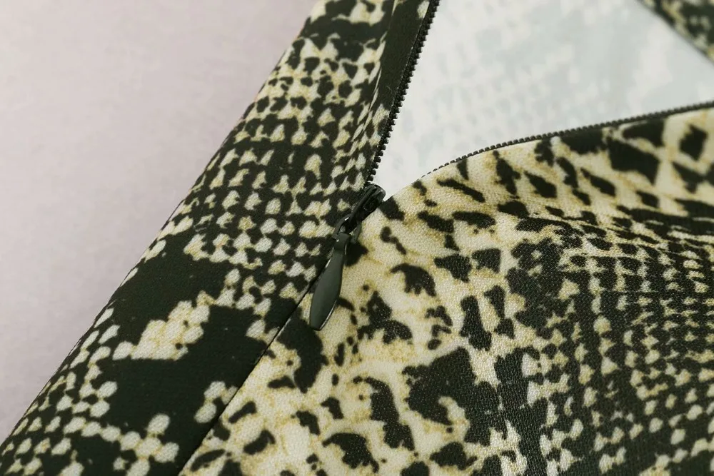 Новая женская винтажная юбка средней длины со змеиным узором кнопки печати faldas mujer Женская Повседневная шикарная юбка до середины икры с боковой молнией QUN128