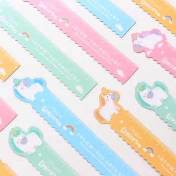

Domikee cute kawaii Korean unicorn shape school student magnetic plastic sift straight ruler bookmark stationery item supplies
