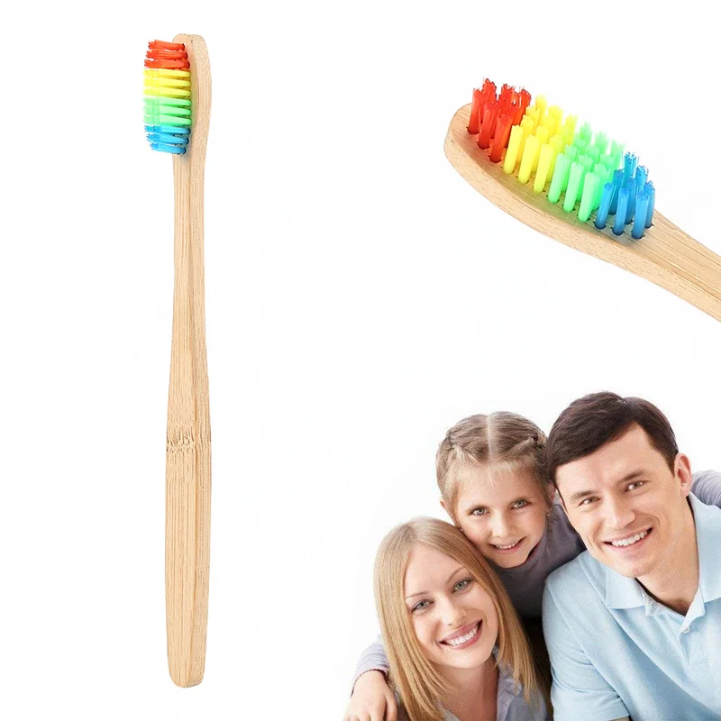 

Soft Toothbrush Colorful Head Bamboo Toothbrush Soft Bristle Wholesale Environment Wooden Rainbow Bamboo Toothbrush Oral Care