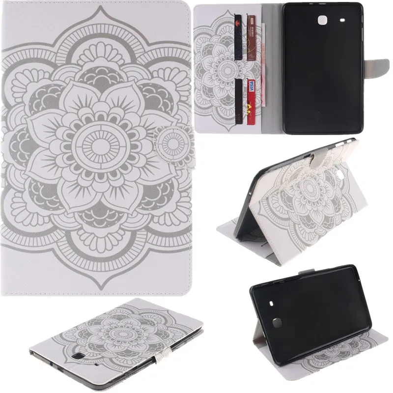 Inside Painted Flower Wallet Case For Samsung Galaxy Tab E 9.6 T560T561SM-T560 PU Leatehr Flip Tablet Cover 9.7 Inch Stand  (49)