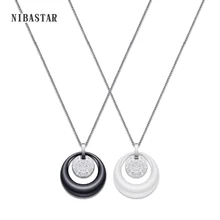 Новое модное Двухслойное круглое керамическое ожерелье с кубическим цирконием ААА черно-белое керамическое ожерелье для свадьбы