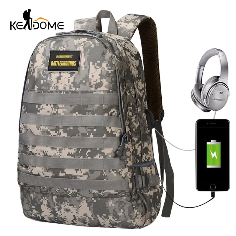 

35L Tactical Military Backpack Molle Camo Digital 16 inch Laptop Backpack USB Charging Headphone Hole Game Sports Bags XA494WD