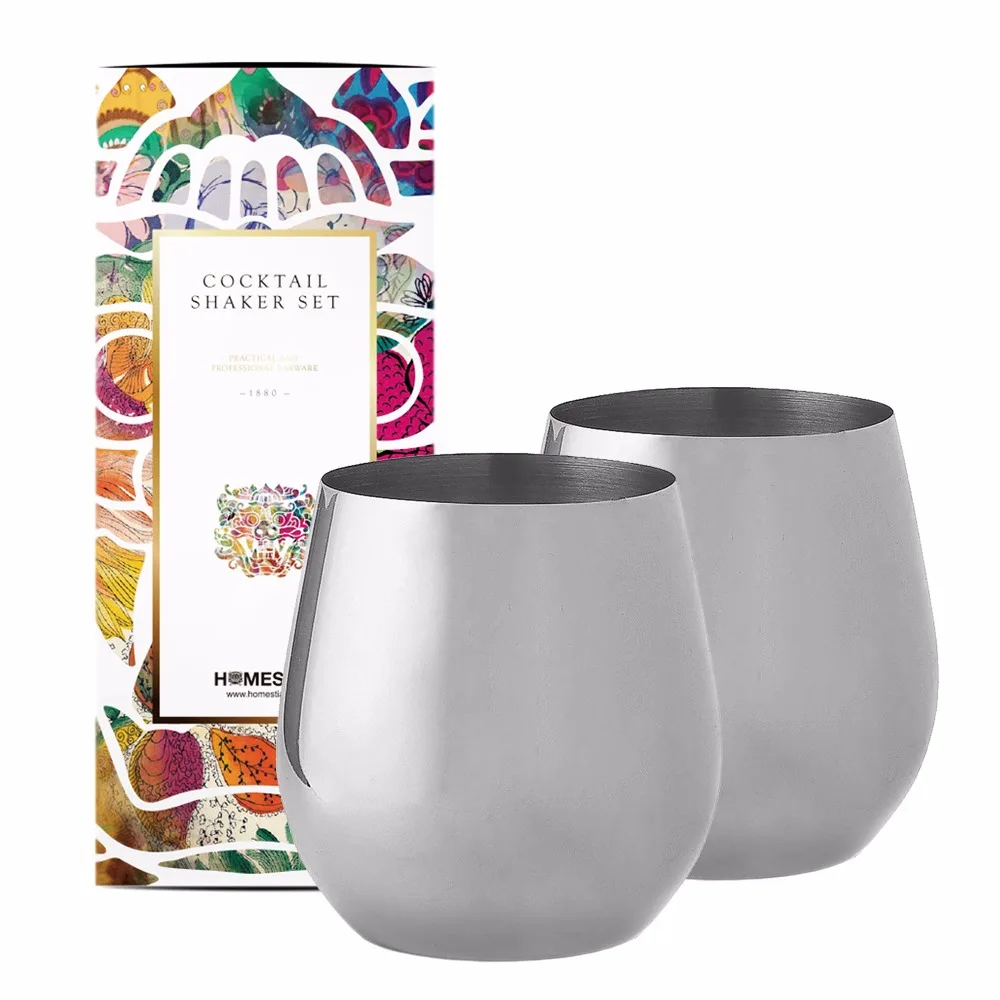 Homestia Stemless бокалы для вина нержавеющая сталь 18 унц.. Небьющиеся чашки металла