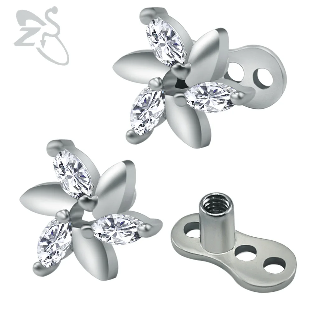 Titanium Surgical Steel Internally Threaded Screw Dermal Anchor Crystal