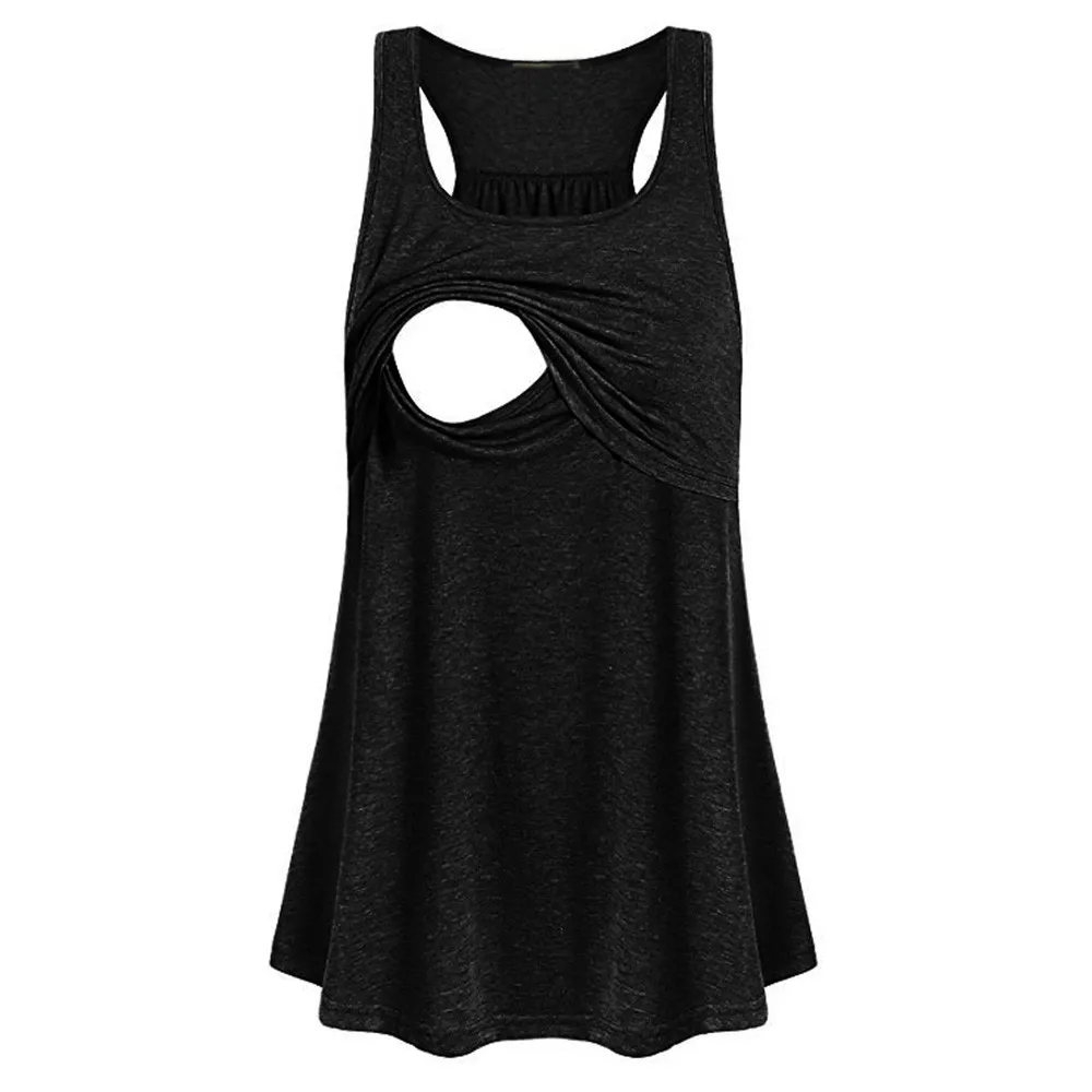 Для женщин для беременных свободное комфортное подтягивание кормящих топы жилет рубашка для грудного кормления ropa premama embarazadas zwanger kleding hamile - Цвет: Black