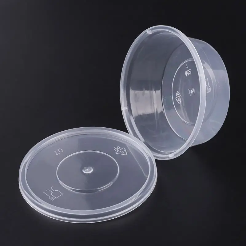 

10pcs Kitchen Disposable Plastic Sauce Cup Pot Chutney Container With Lid Slime Storage Box Case 80ml