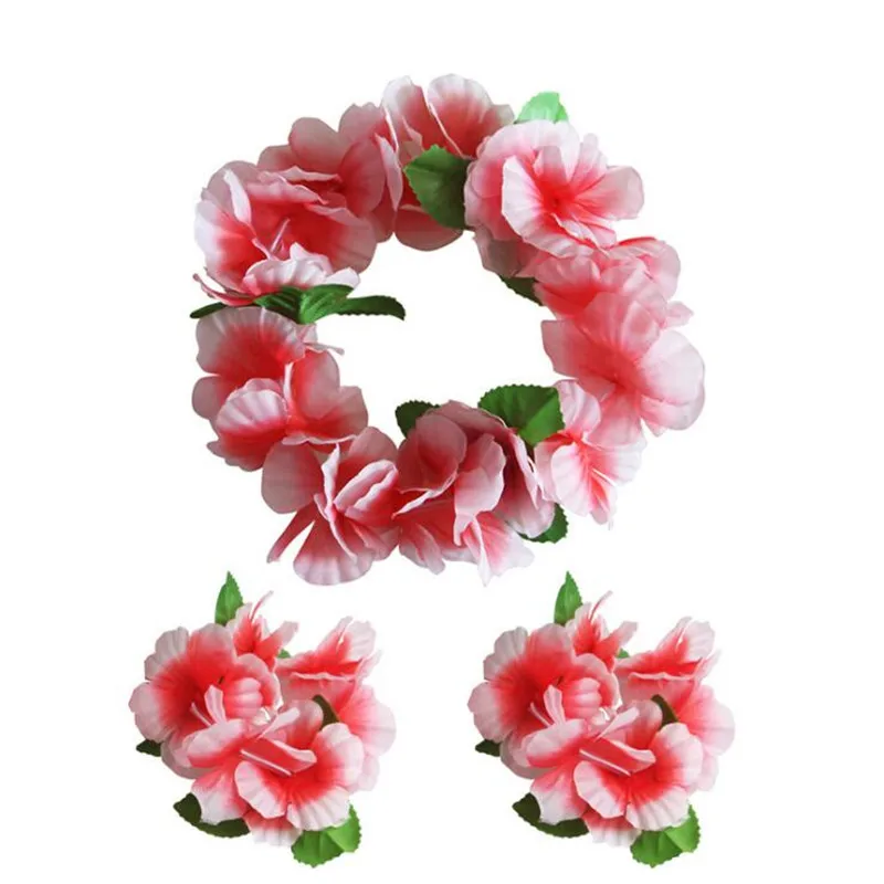 2018 Новый Для женщин девочек Гавайи цветок леев хула повязка Гирлянда Венок Напульсники танца тропический вечерние пользу