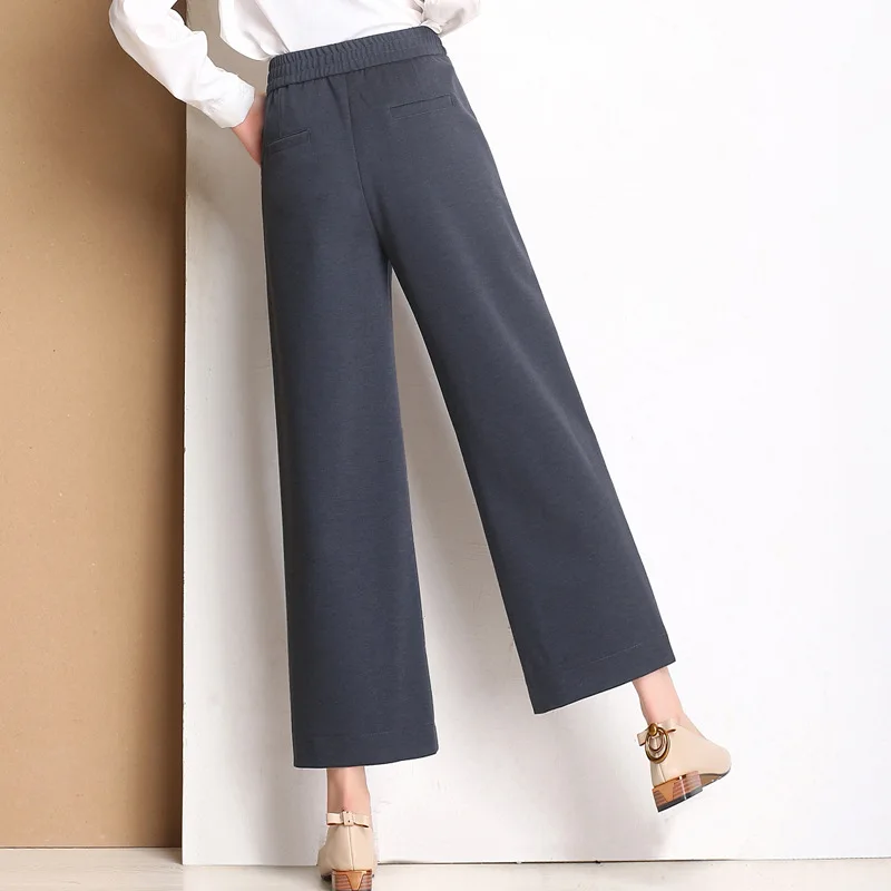 New 2 colors sexy high waist ninth pants bow elastic waist loose women's casual pants