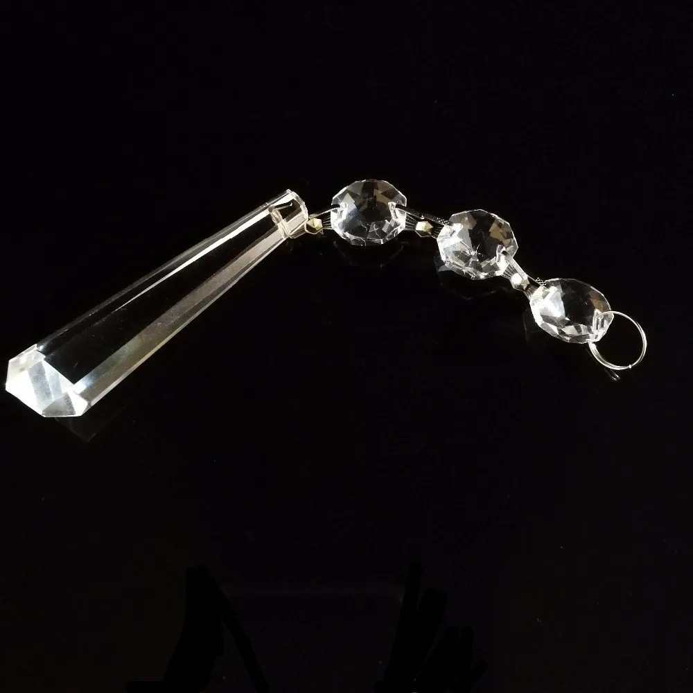 10 комплектов высокого Quality14mm Восьмигранные кристаллы 3 шт.+ 63 мм хрустальная люстра кулон Призма цепь подвесная люстра, держащих букет невесты на свадьбе, части