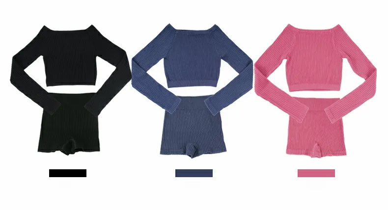 Женские осенние/зимние вязаные шорты для балета, женские Теплые Топы с длинными рукавами, свитер, костюм из двух предметов, теплая танцевальная одежда