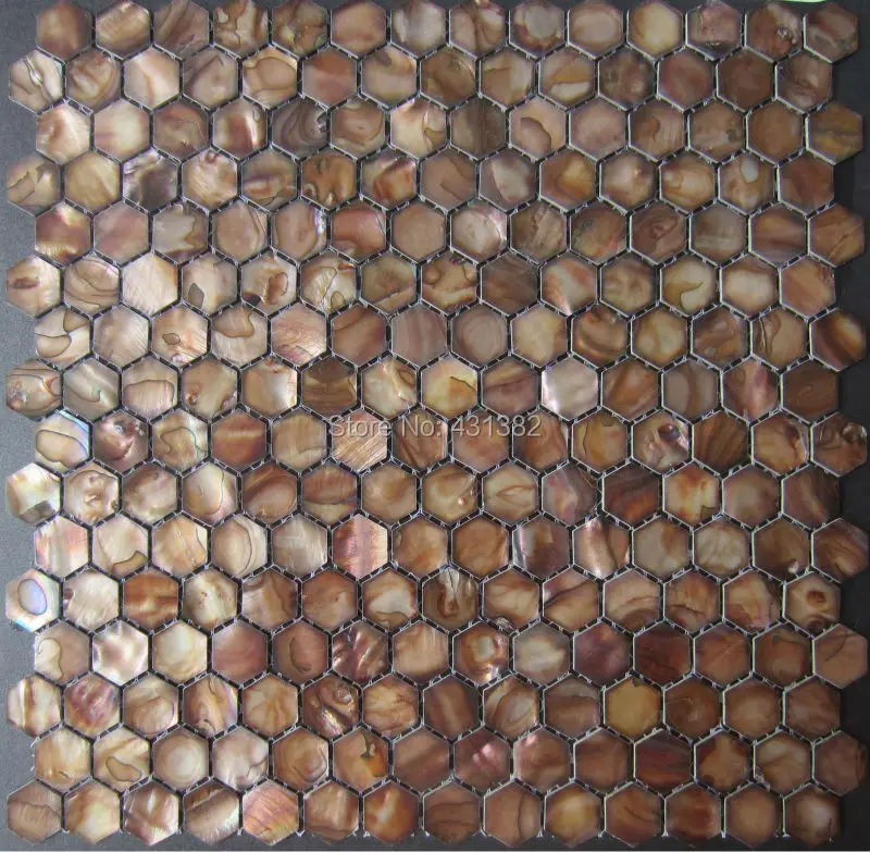 

Hexagon 20MMshell mosaic tiles,mother of pearl tile ;backsplash bathroom browns mosaics wallpaper;