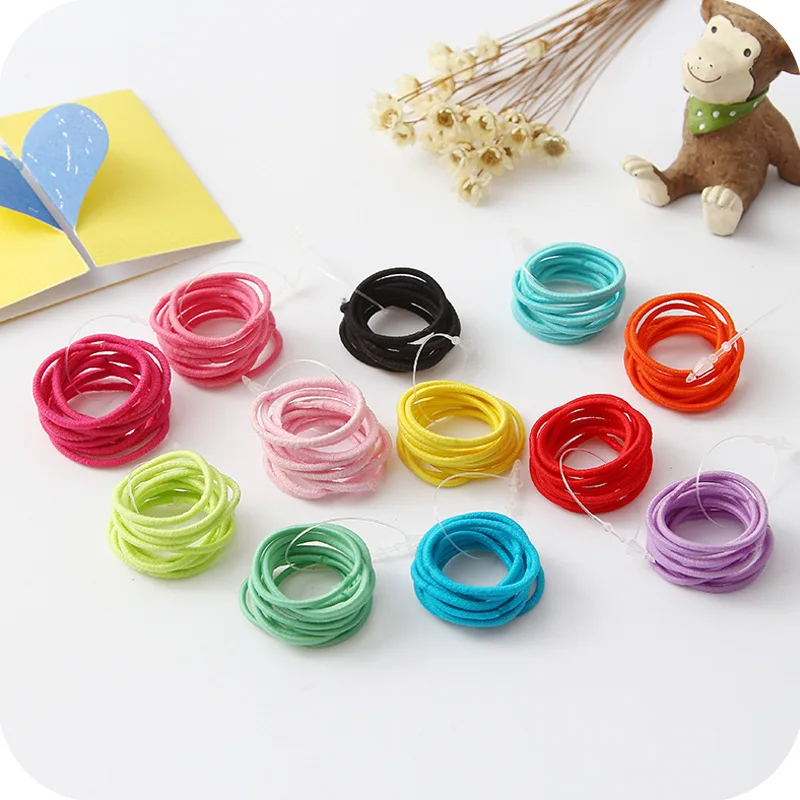

New 10PCS/Lot Girls Candy Colors Nylon 3CM Rubber Bands Children Safe Elastic Hair Bands Ponytail Holder Kids Hair Accessories