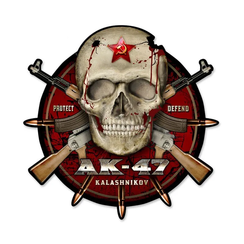 

Russian Soviet CCCP AK47 Special Forces Red Star Skull Protect Defend kalashnikov Laple Pin Badge
