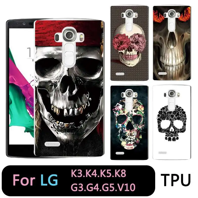 Qmswei ТПУ прозрачный чехол для телефона LG K3 K4 K5 K8 Мягкий Череп Защитный пиратский