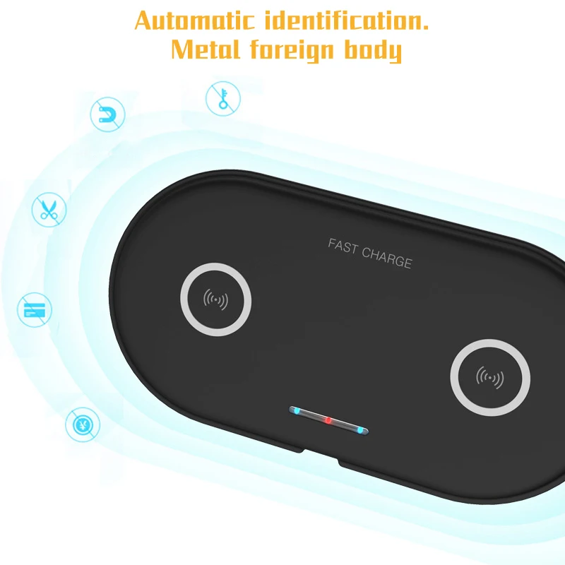 2 в 1, двойное Беспроводное зарядное устройство QI, база для быстрой зарядки, быстрая зарядка для iPhone 8 11 X XR XS Max, samsung S10 S9+ S8 S7 Note 8 9