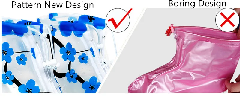 1 пара многоразовых непромокаемых ботинок из ПВХ; нескользящие ботинки в китайском стиле; непромокаемые дождевики с толстой подошвой; непромокаемые ботинки с цветком голубой сливы