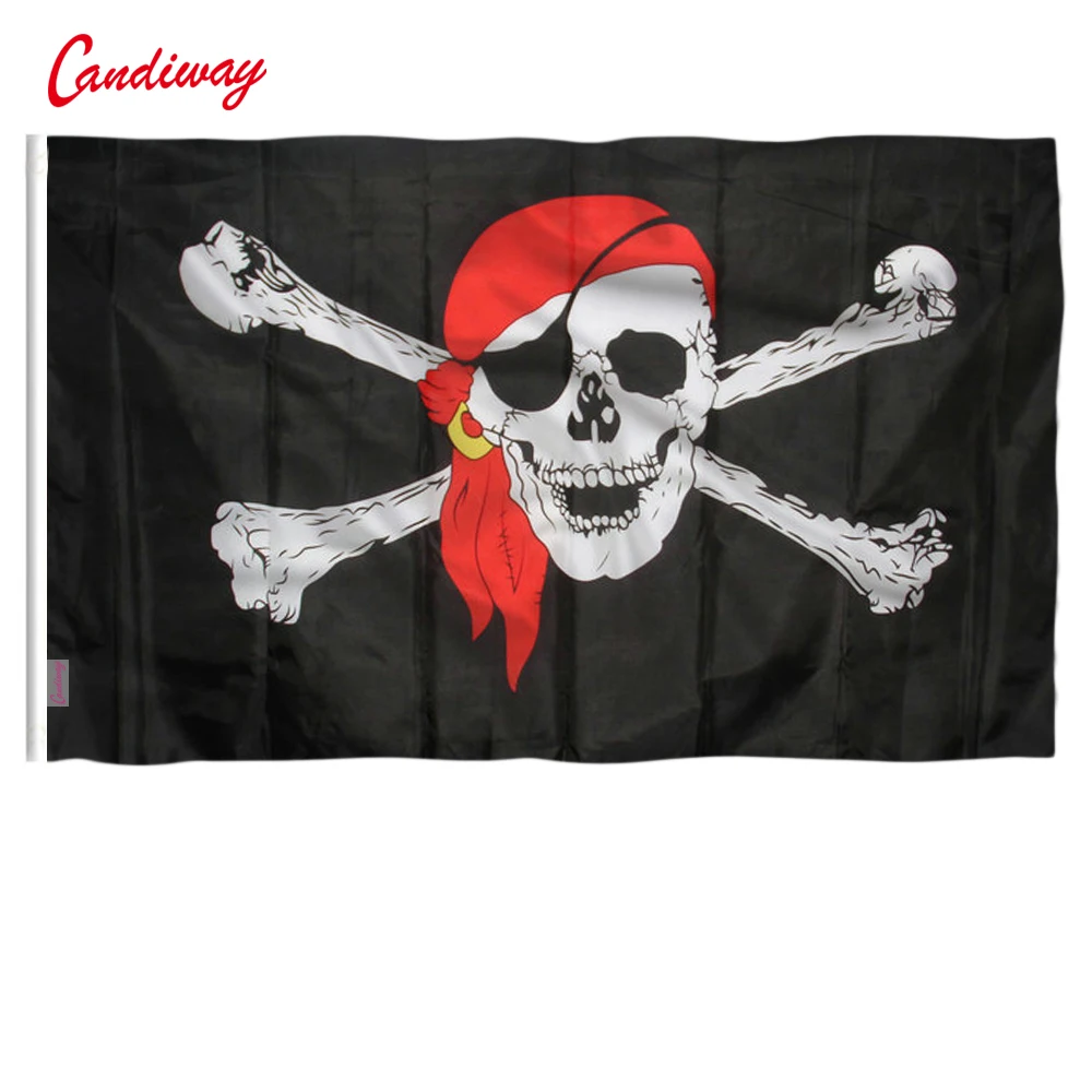 

90 x 150cm Halloween Supplies Jolly Roger Skull Crossbones Pirate Flag Garden Banner Flag Party Decoration NN023