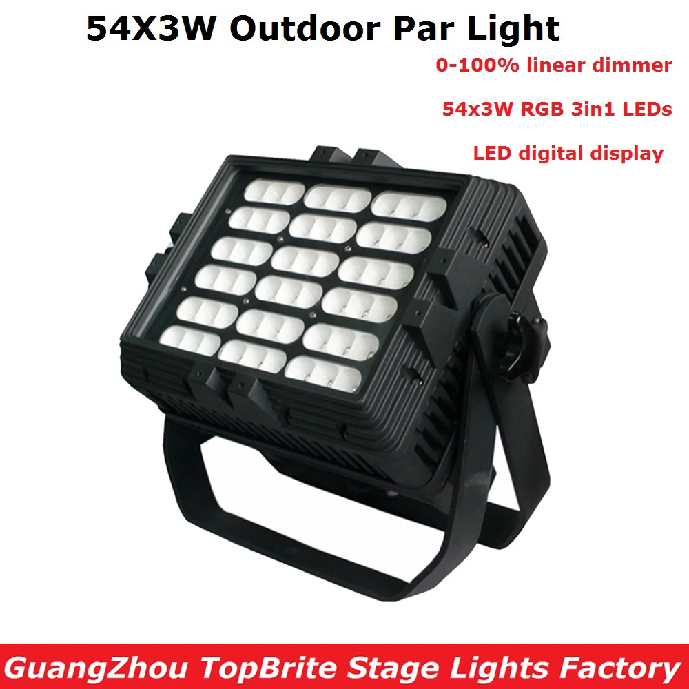

Newest Outdoor 54X3W RGB Full Color LED Par Light IP65 DMX Waterproof Par Cans Professional Stage Lighting Dj Disco Party Lights