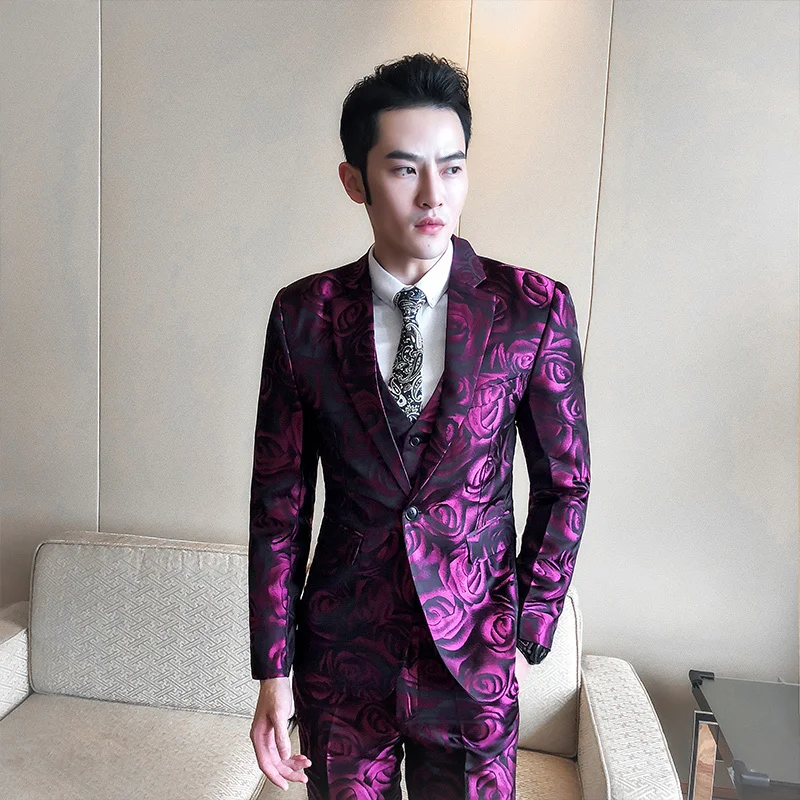 Пиджак+ жилет+ брюки) Розовый курительный костюм для жениха Uomo, мужской деловой смокинг, приталенный костюм для клубной вечеринки, выпускного, Abito Uomo Cerimonia