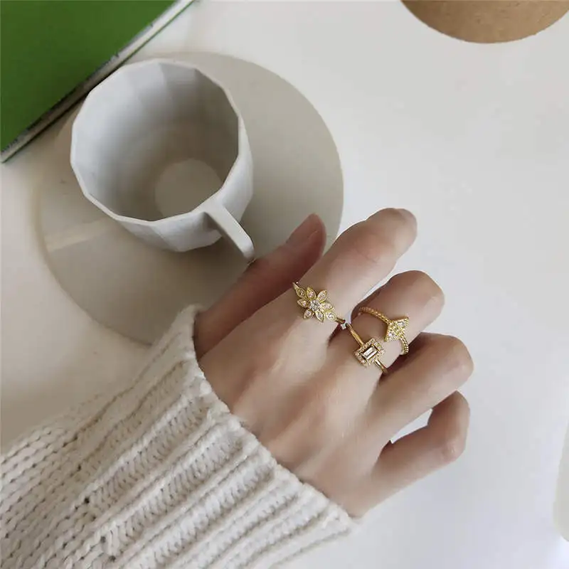 INZATT Настоящее серебро 925 проба геометрическое треугольное кольцо с фианитом для модных женщин ювелирные изделия Модные аксессуары