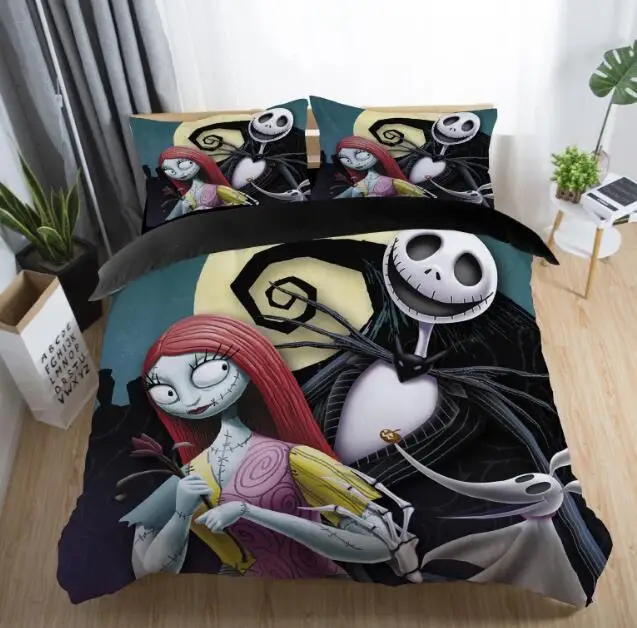 Home New The Nightmare Before Christmas Duvet Cover Set Twin Full Queen King Single Double Cartoon Bedding Set - Цвет: Зеленый