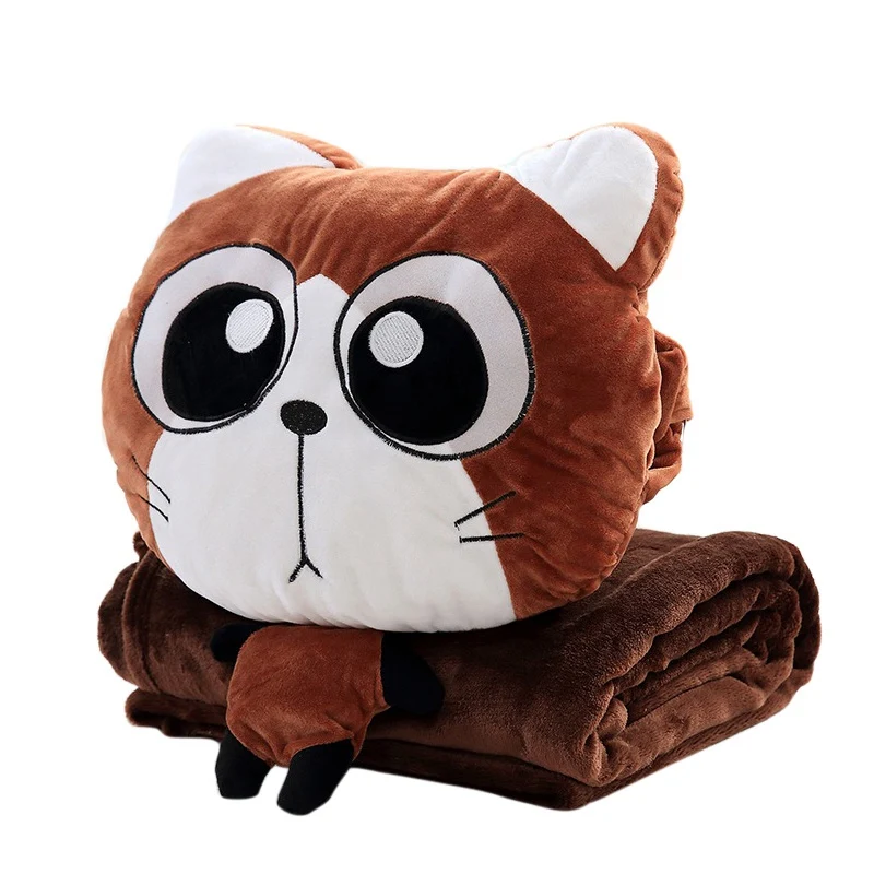 Cartoon Blanket Pillow Set Cushion Blanket Dual Purpose Pillow Multi