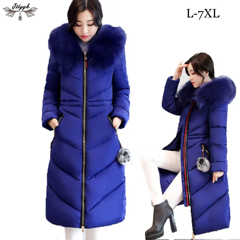 

7XL plus size Thicken winter jacket Women Hooded Long cotton coat Warm jacket Female outerwear parka casaco feminino inverno 429
