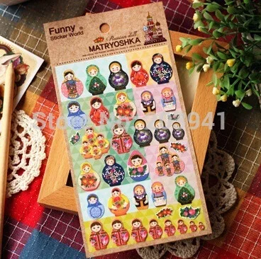

1pack/lot Vintage Russia Doll series Gilding style sticker DIY Multifunction diary decoration sticker phone sticker WHOLESALE
