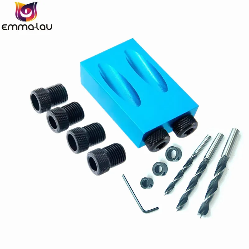 

14pcs/Set Woodworking Hole Jig Kit 15 Degree 6/8/10mm Angle Drill Guide Set Oblique Hole Puncher Locator Drill Bit Tools DIY
