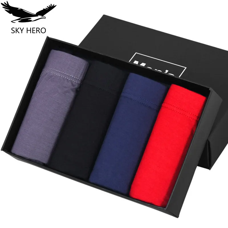 

4pcs/lot Brand Modal Boxer Men Underwear Mens Shorts Boxers Black Sexy Homme Underpants Cheap Underclothes Modal Underwaist