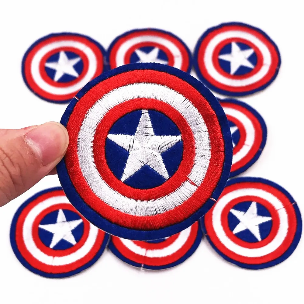 

10PCS Captain America logo Clothes Embroidered Iron on Patches for Clothing DIY Stripes Motif Appliques parches bordados Badges