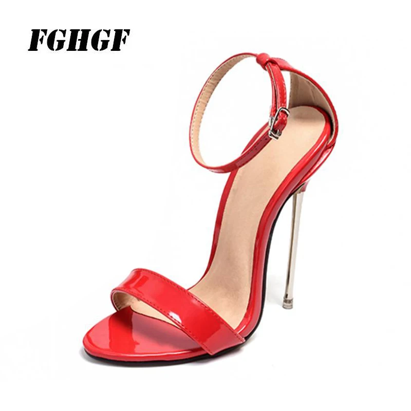 

16cmExclusive new sexy 18cm green metal and pointy stiletto with super high heel runway women's sandals 13 cm shoes size 36-46