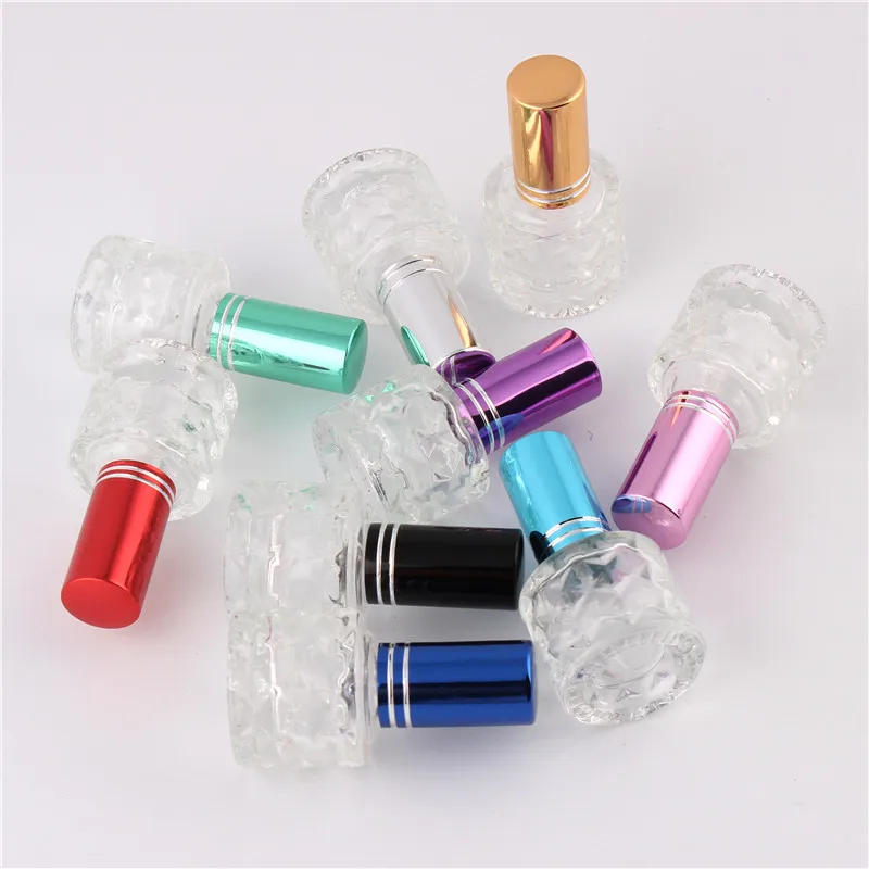 

Fashion 10 Colors 5ml Fashion Empty MIni Water Cube Refillable Bottle Small Perfume Bottle Transparent Glass Perfume Bottle