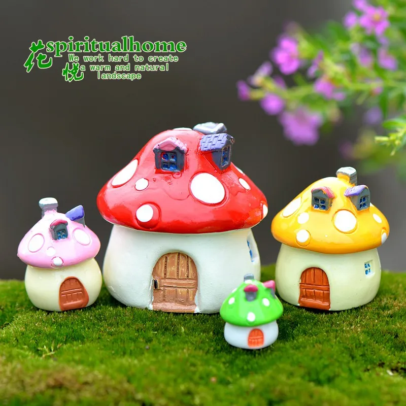

12 Piece 4.4cm Synthetic Resin Moss Micro Landscape Mediterranean Style Mushroom Houses Landscape Decoration Small Accessories