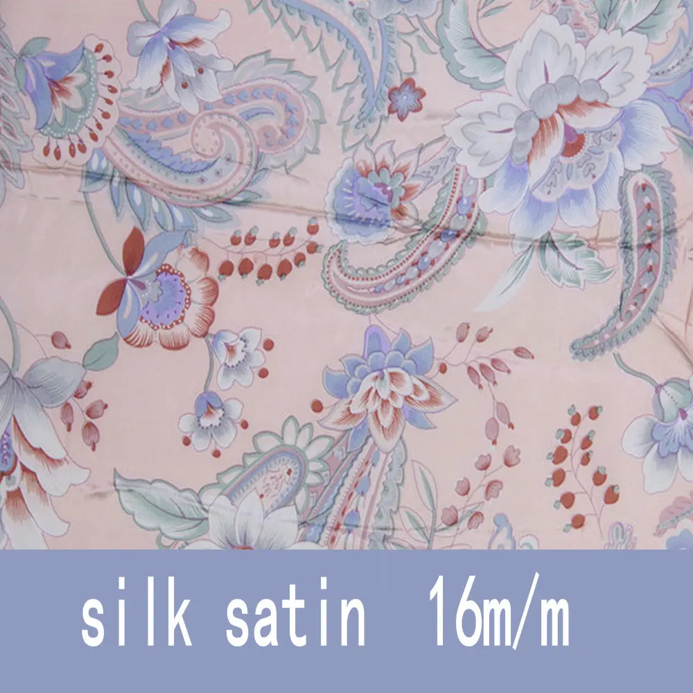 Paisley Printed Silk Satin Fabric 100 Silk Charmeuse Fabric 16m/m
