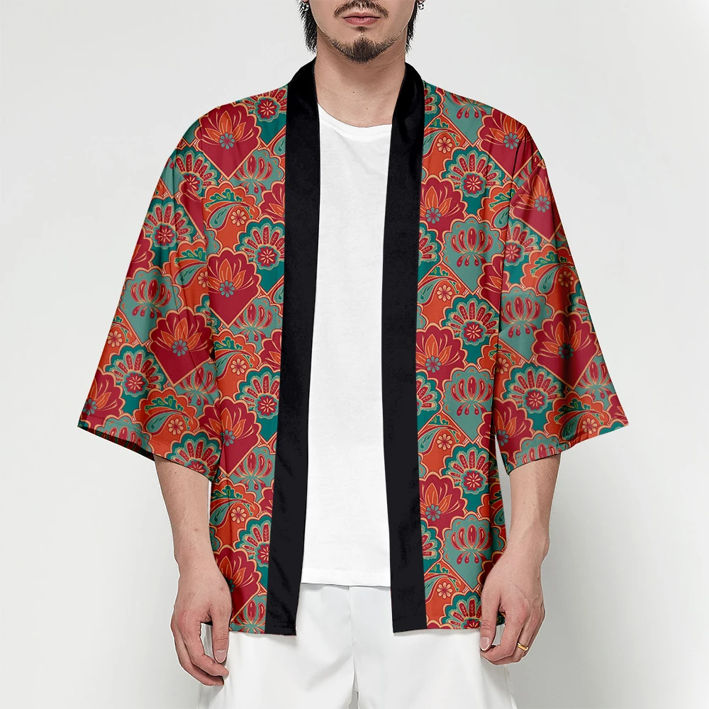 

WAMNI Japanese shirt Kimono Man Woman Summer Streetwear 3D shirt Harajuku Funny Cool Flower Print Batwing Sleeve Kimono