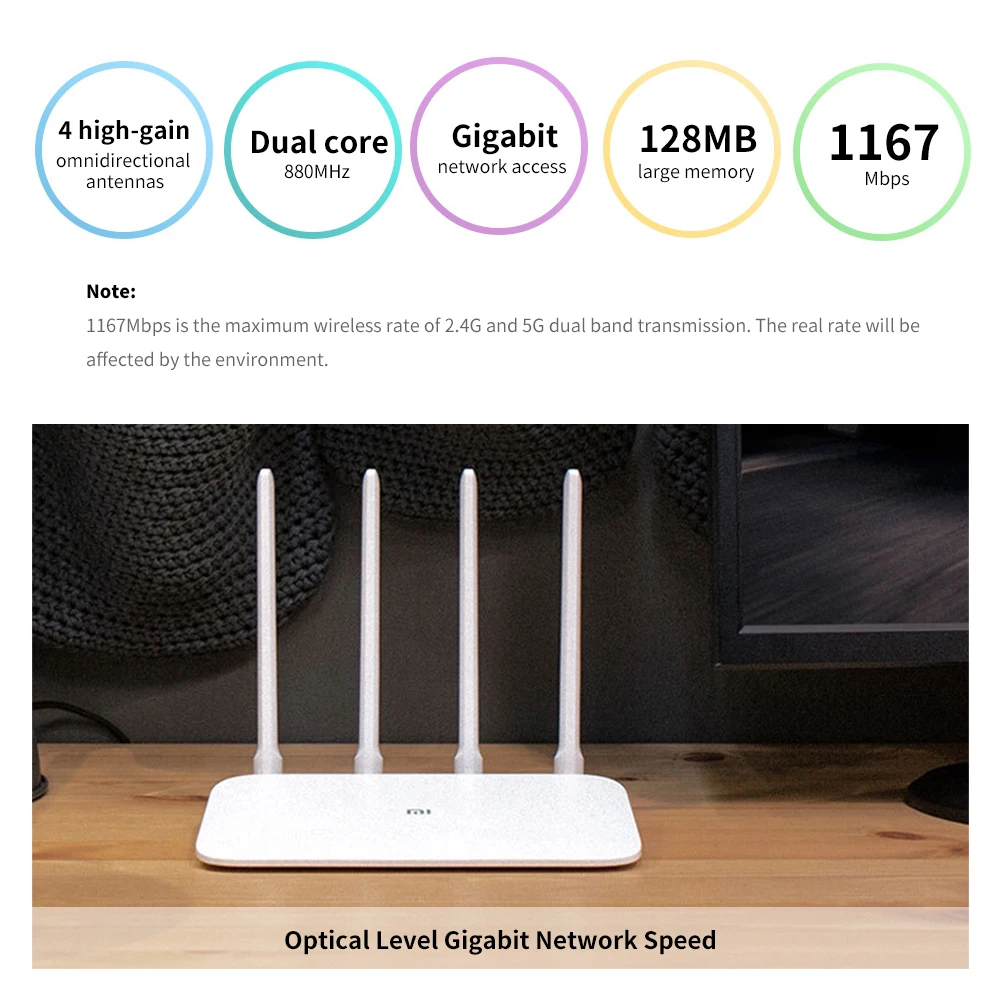 Маршрутизатор Xiaomi 4A гигабитная версия беспроводной Wi Fi 2 4 ГГц 5 двухдиапазонный