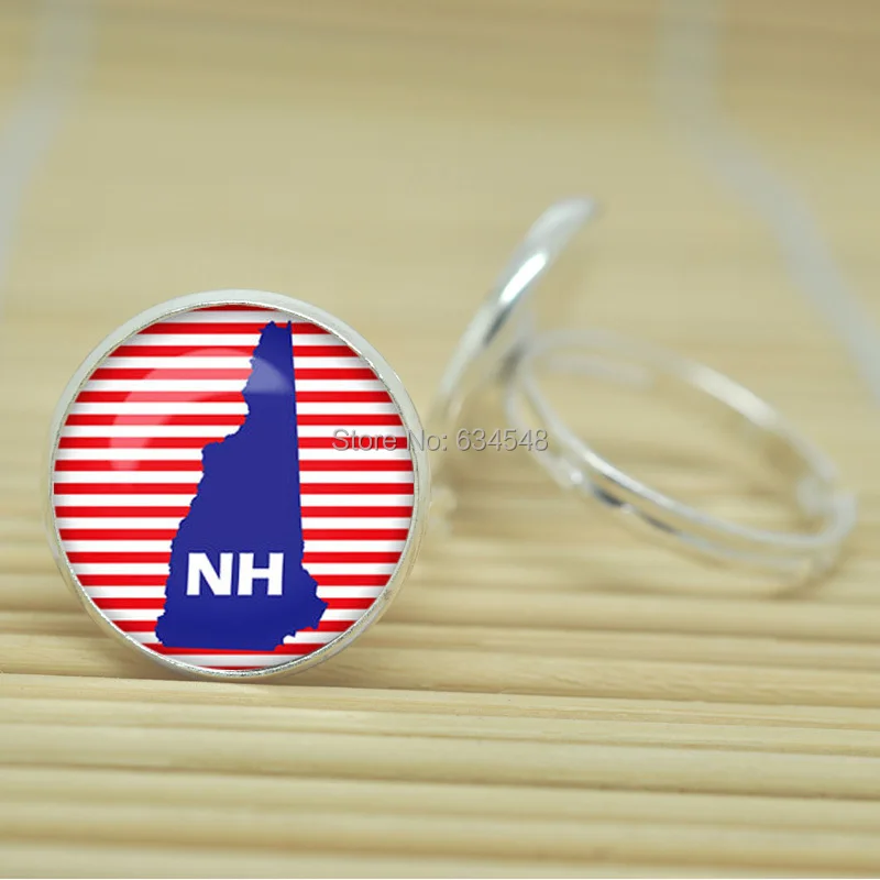10pcs New Hampshire map rings US states maps jewelry glass Cabochon