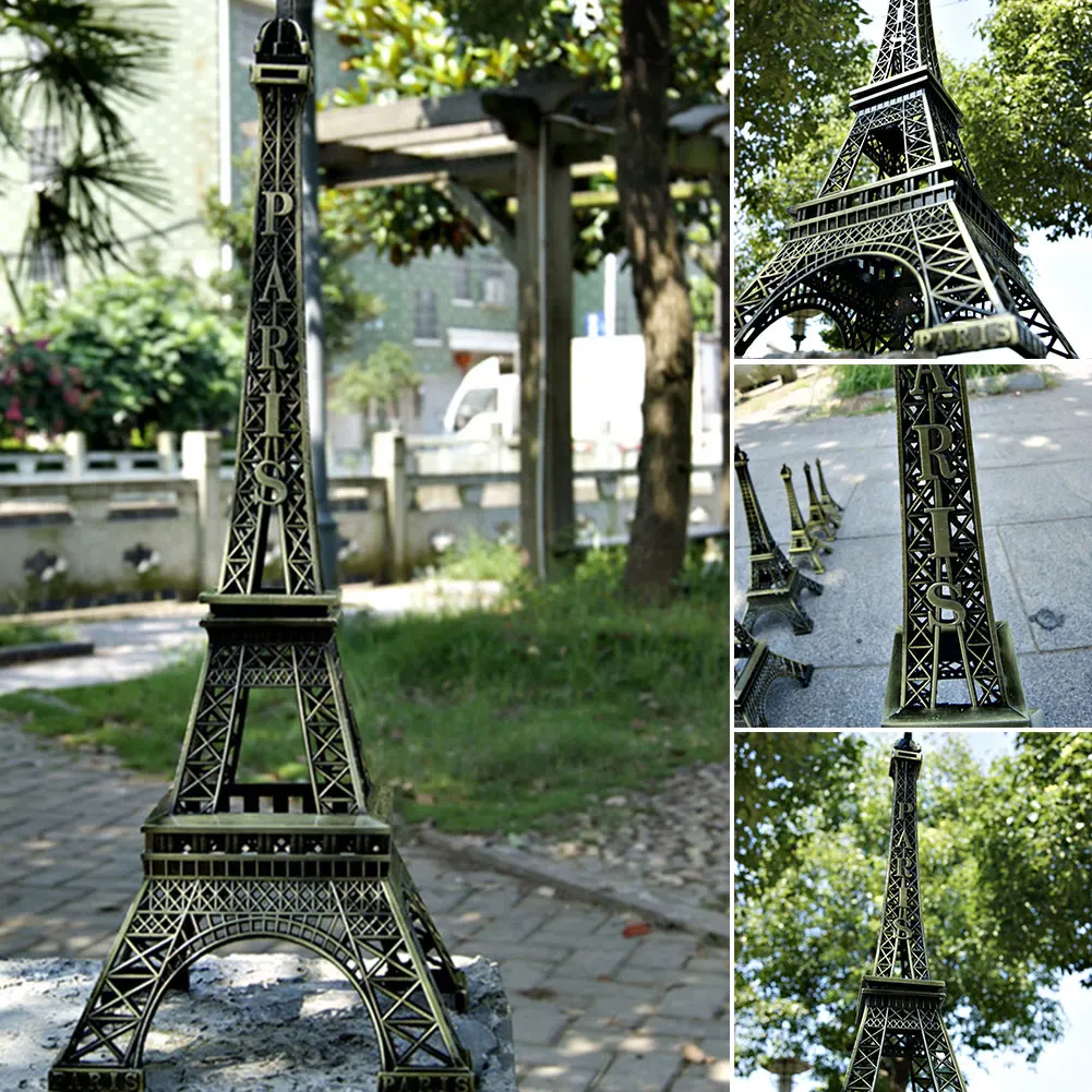 4 Size Vintage Bronze Eiffel Tower Statue Iron Crafts Family Bedroom Living Room Decoration Desktop Car Decoration Crafts Gift