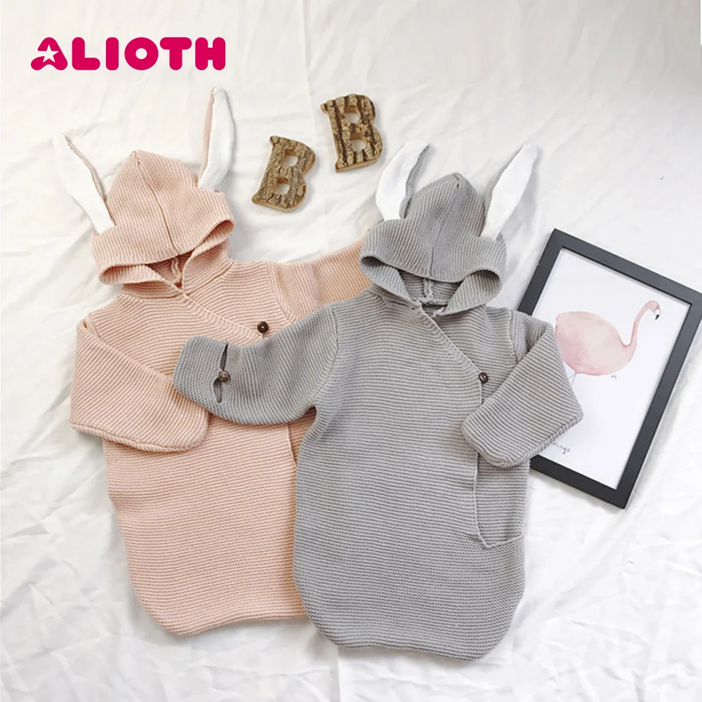 

Alioth Baby Winter Receiving Blankets Rabbit Ear Infant Swaddle Wrap Newborn Knitted Baby Clothes Adorable Toddler Sleeping Bag