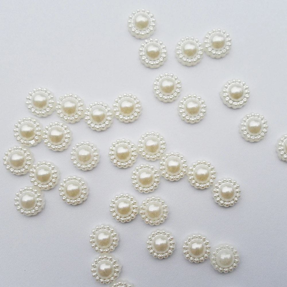 

50pcs/lot (8*8MM) White Sunflower pearl beads Good quality Semicircle ball shape sunflower Imitation pearl beads Accessories