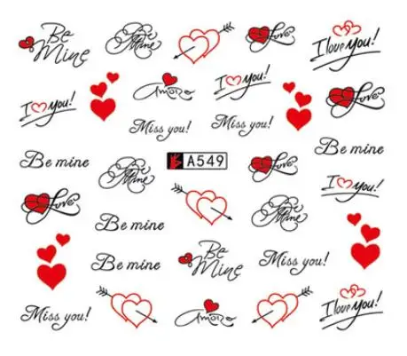 

Nail Sticker Water Decals I Love You Miss You Nails Slider Art design Decoration Tattoo Manicure Foil Adhesive Wraps Pegatinas