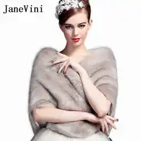 JaneVini 2018 Fur Cape Black Bruids Bolero Wedding Boleros Women Bridal Capes Bride Faux Fur Wrap Jacket Stole Chaqueta De Novia
