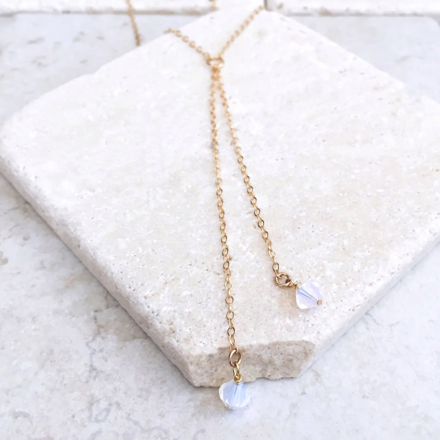 

Opal Natural Crystal Necklace Women's Fringe Long Pendant Necklace clavicle chain
